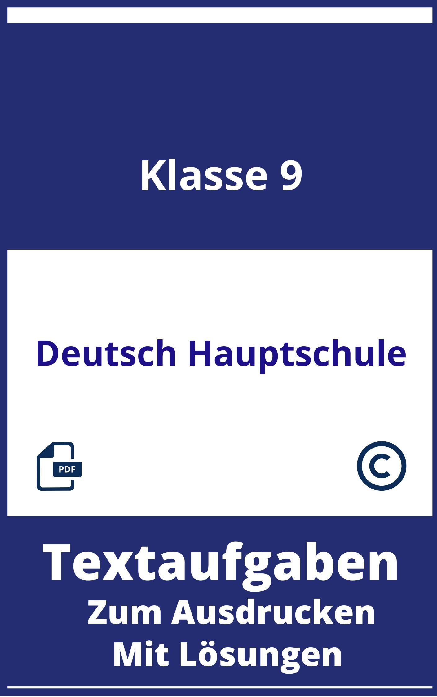 Deutsch Textaufgaben 9.Klasse Hauptschule