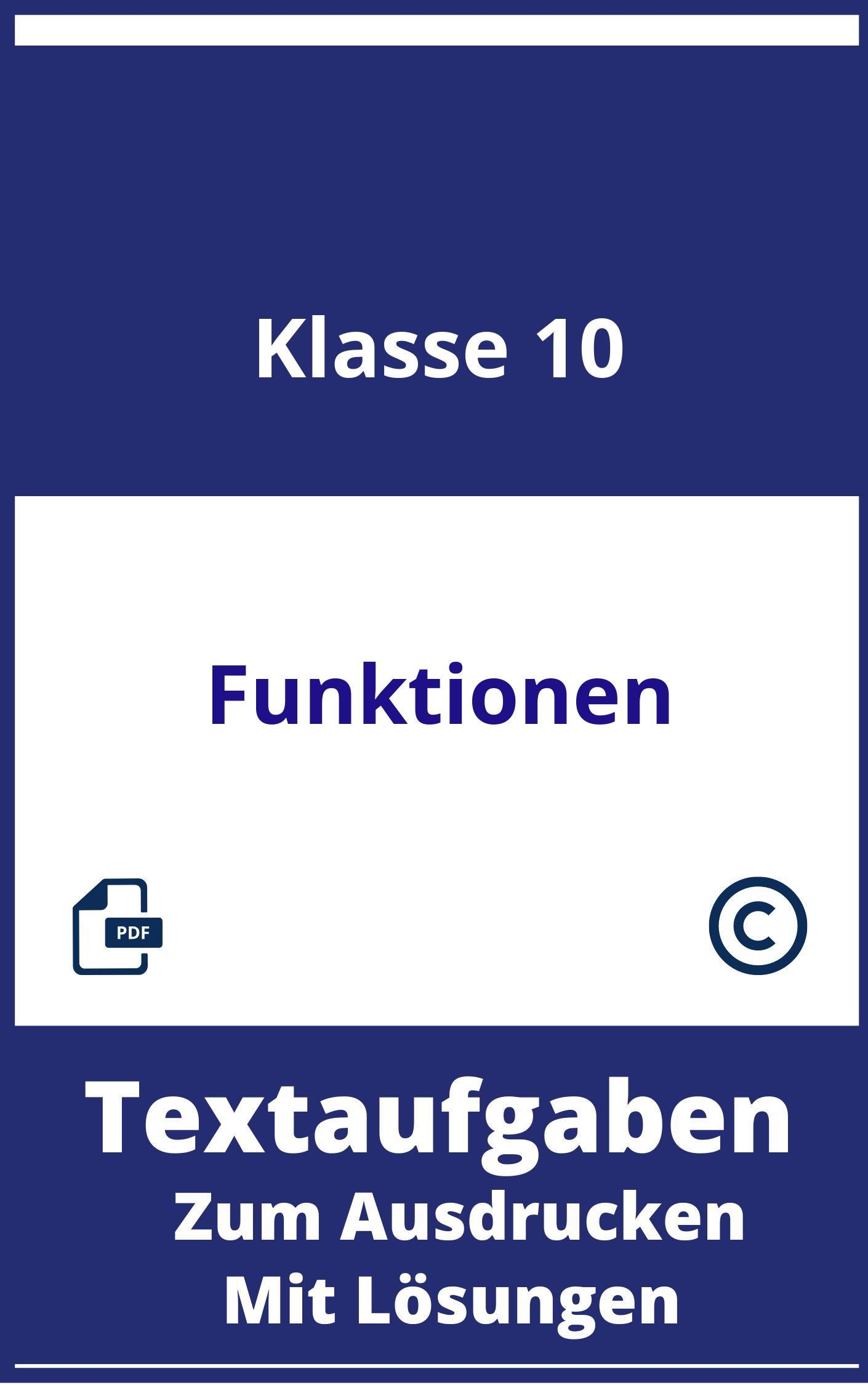 Funktionen Textaufgaben Klasse 10