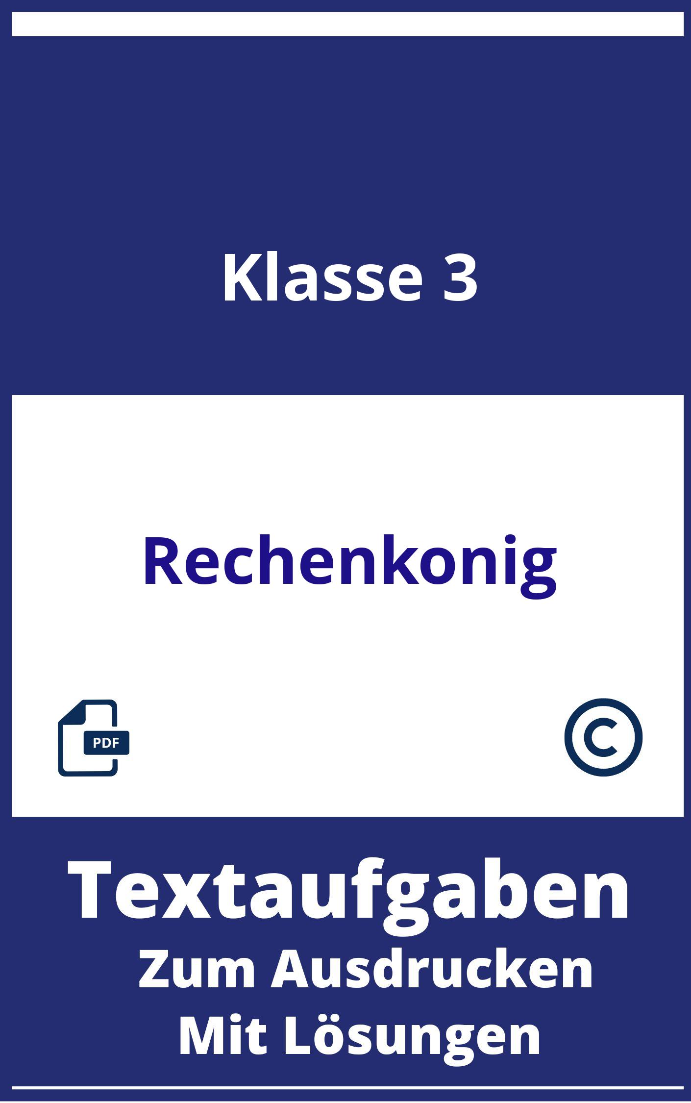 Rechenkönig Klasse 3 Textaufgaben