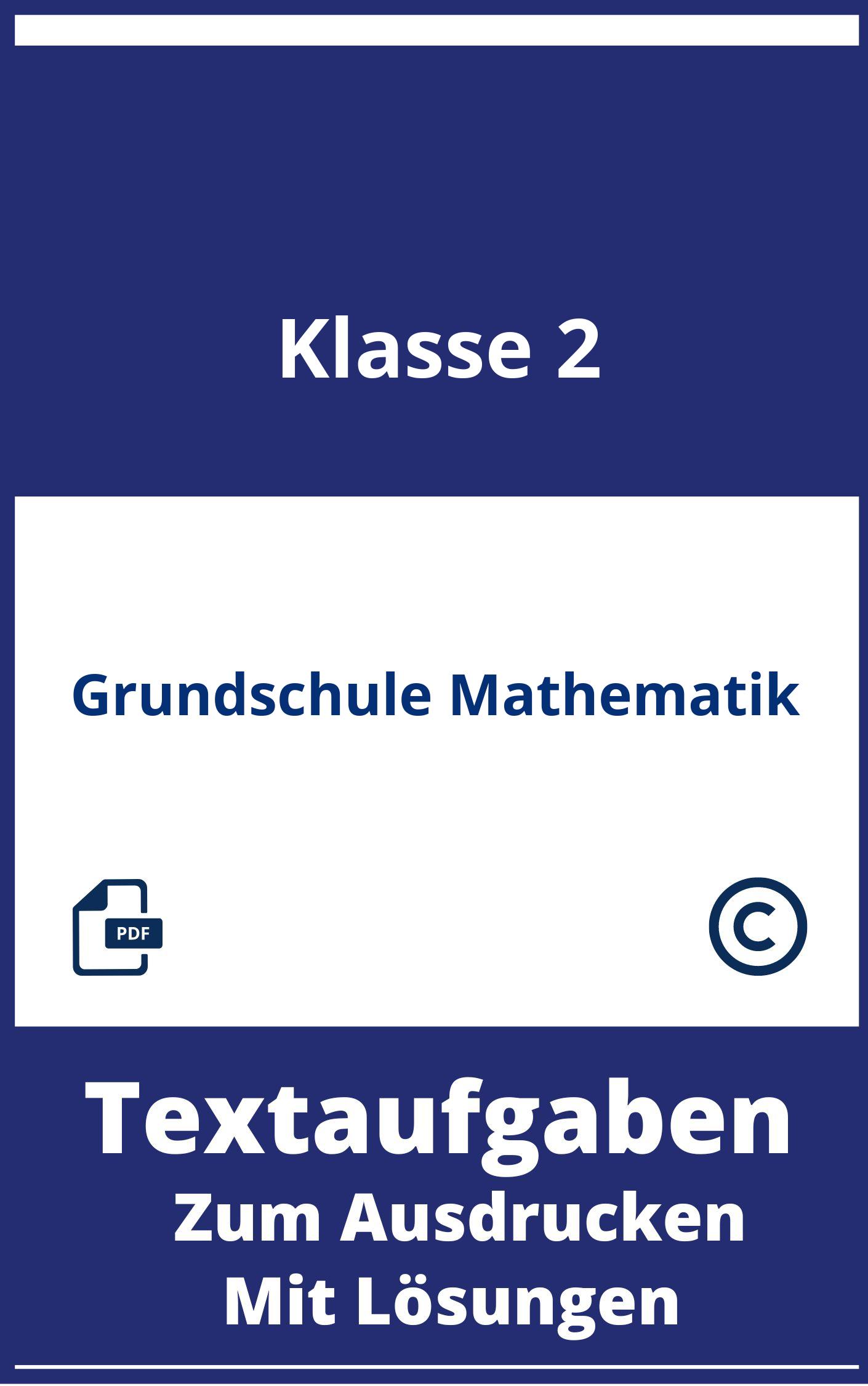 Textaufgaben 2 Klasse Grundschule Mathematik