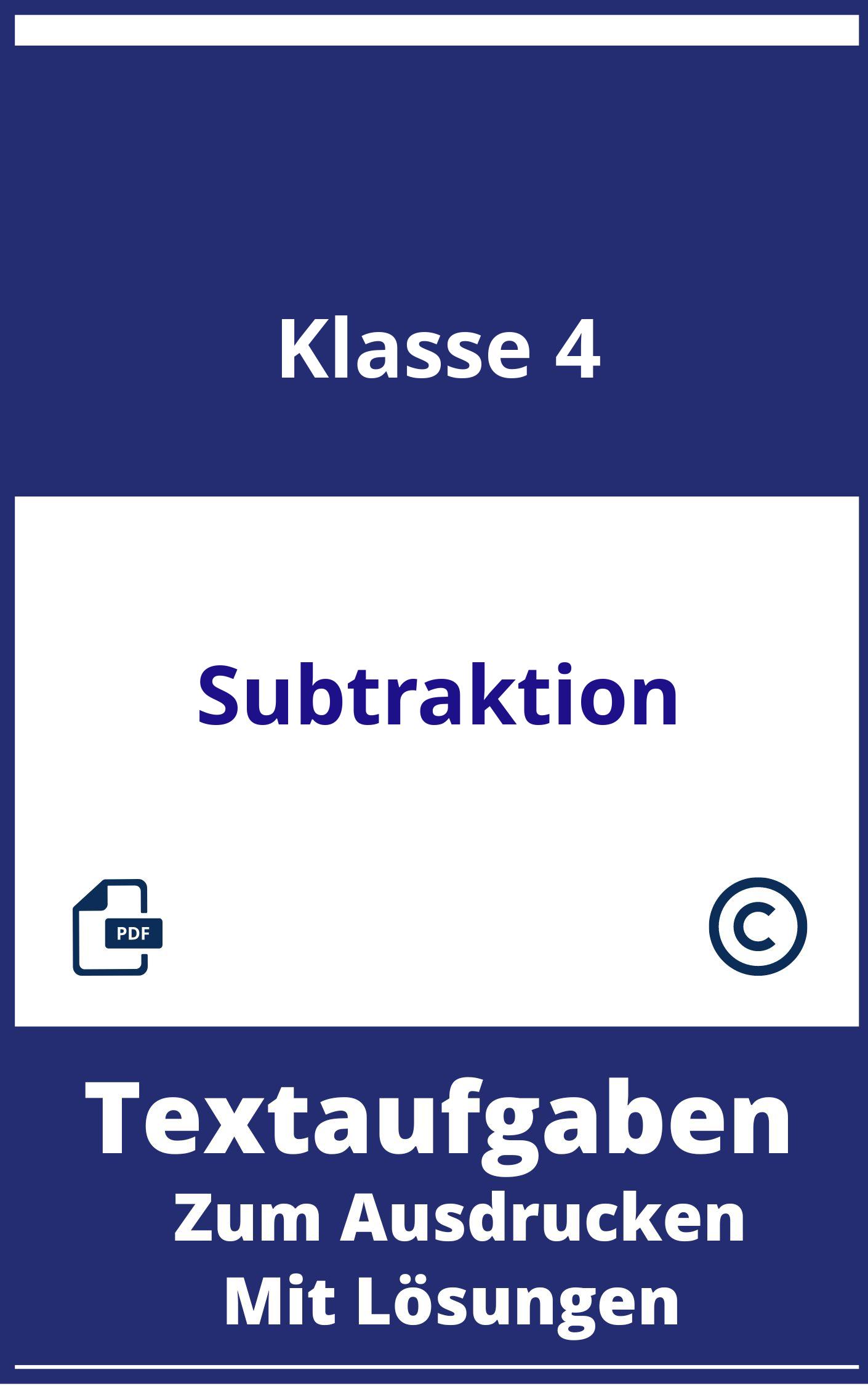 Textaufgaben 4. Klasse Subtraktion