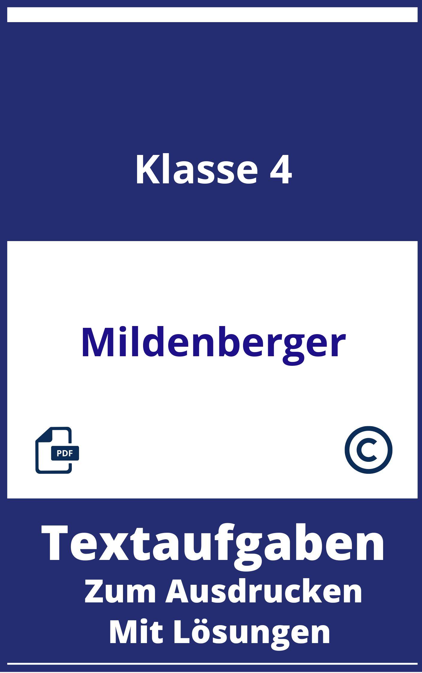 Textaufgaben Klasse 4 Mildenberger