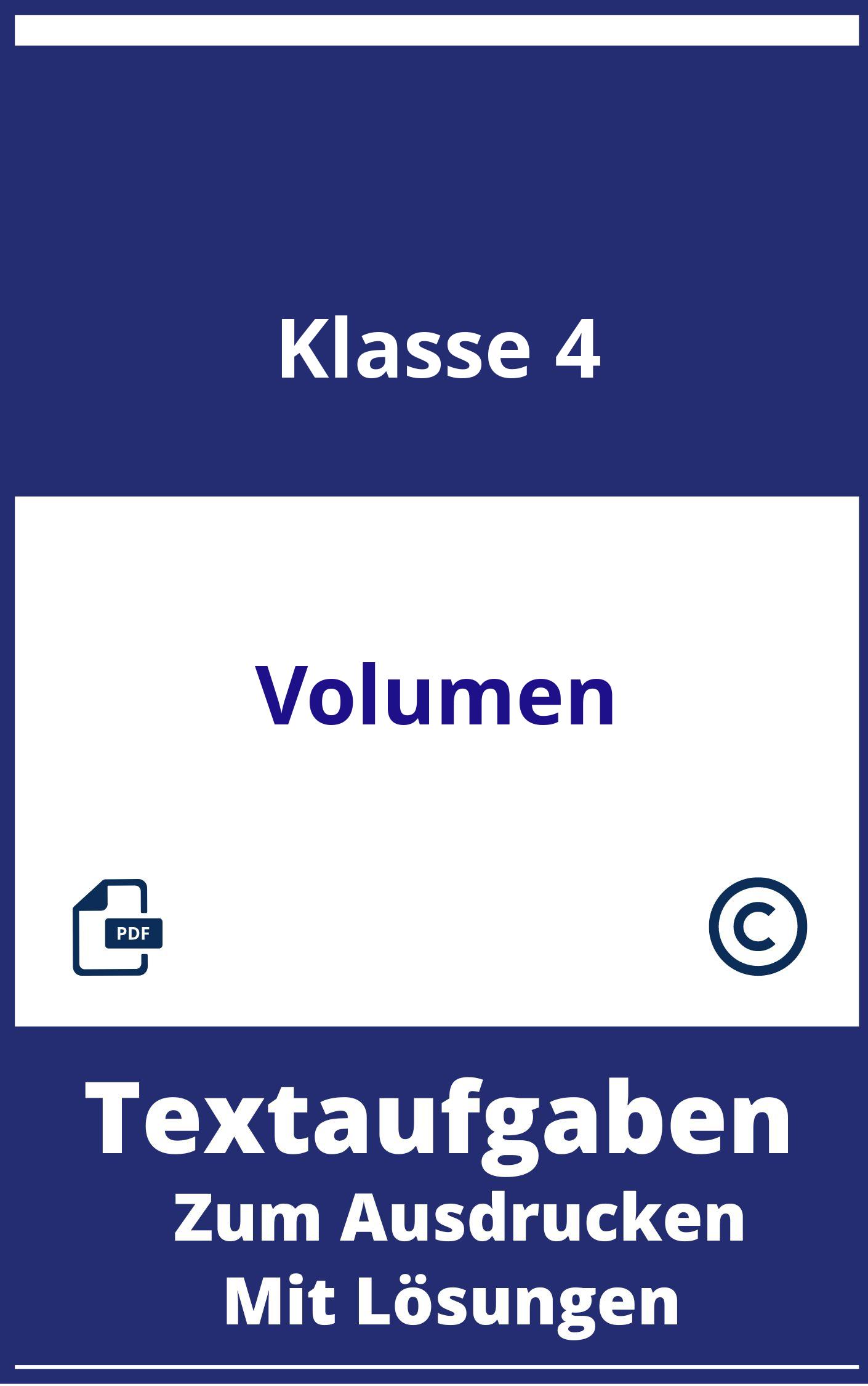 Textaufgaben Klasse 4 Volumen