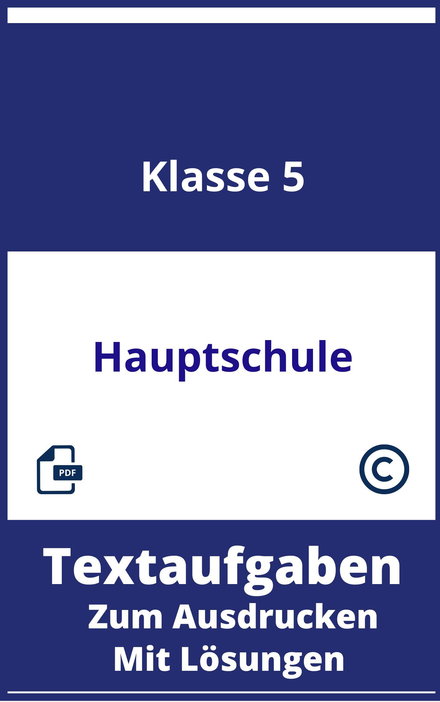 Textaufgaben Klasse 5 Hauptschule