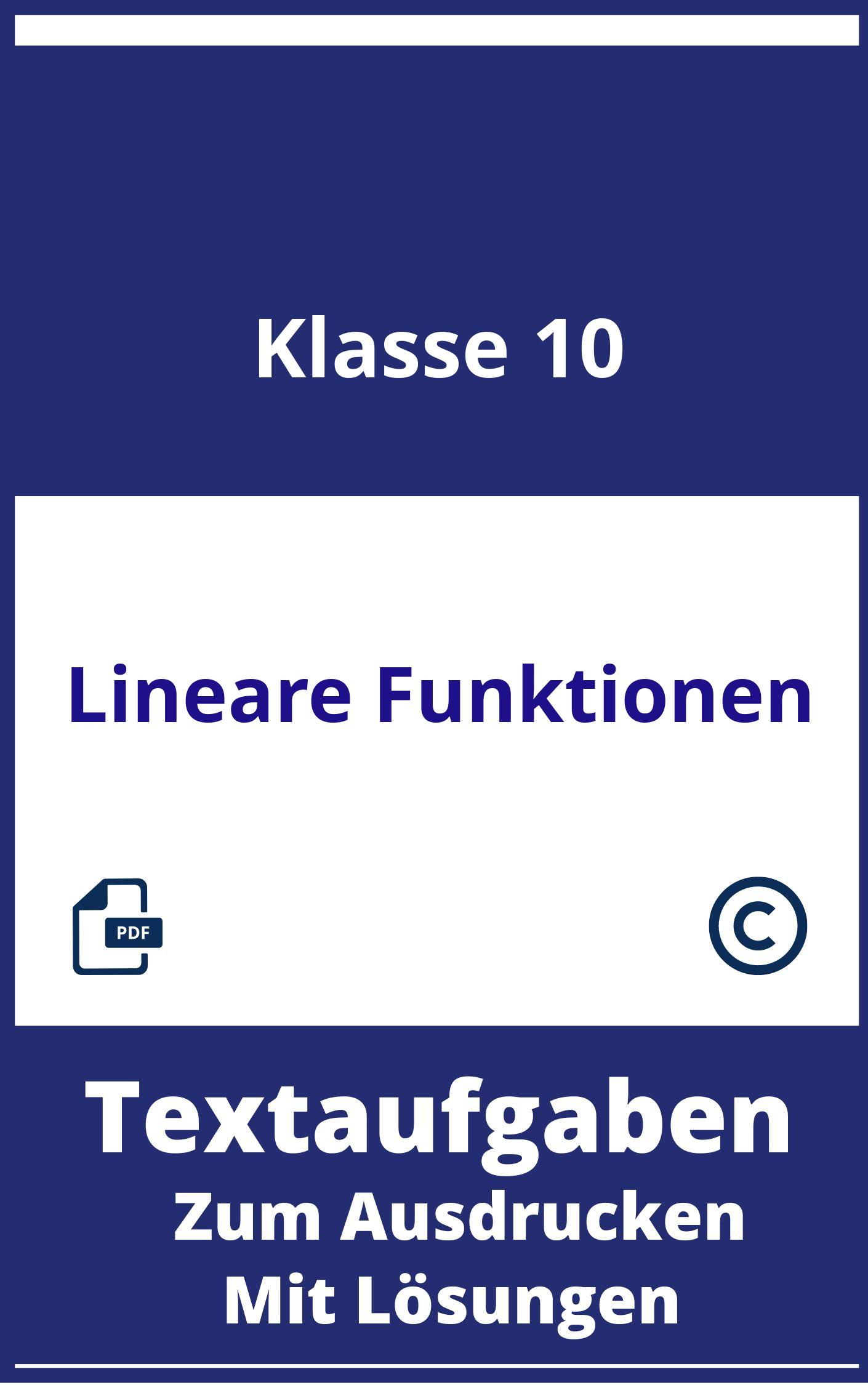 Textaufgaben Lineare Funktionen Klasse 10