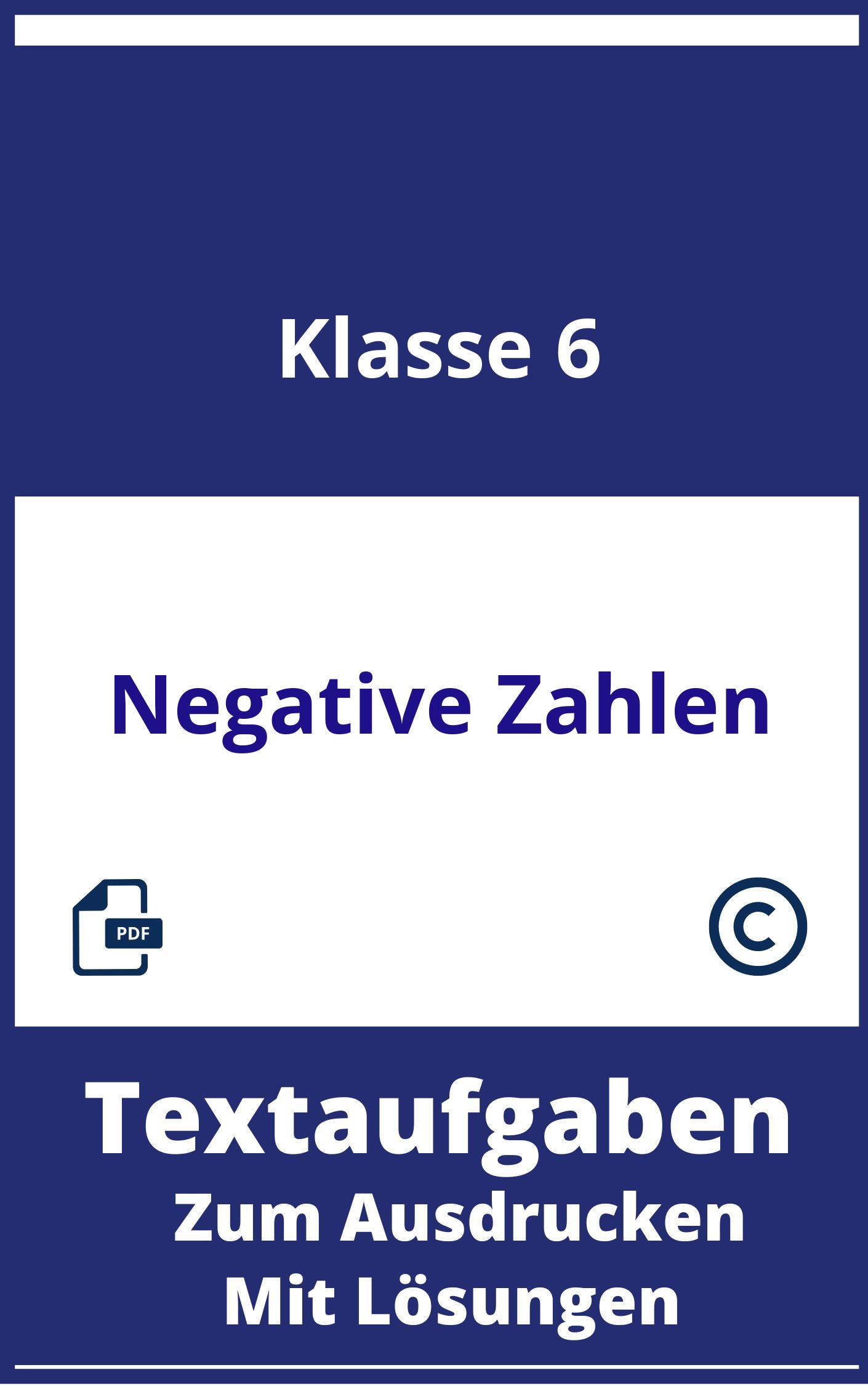 Textaufgaben Negative Zahlen Klasse 6