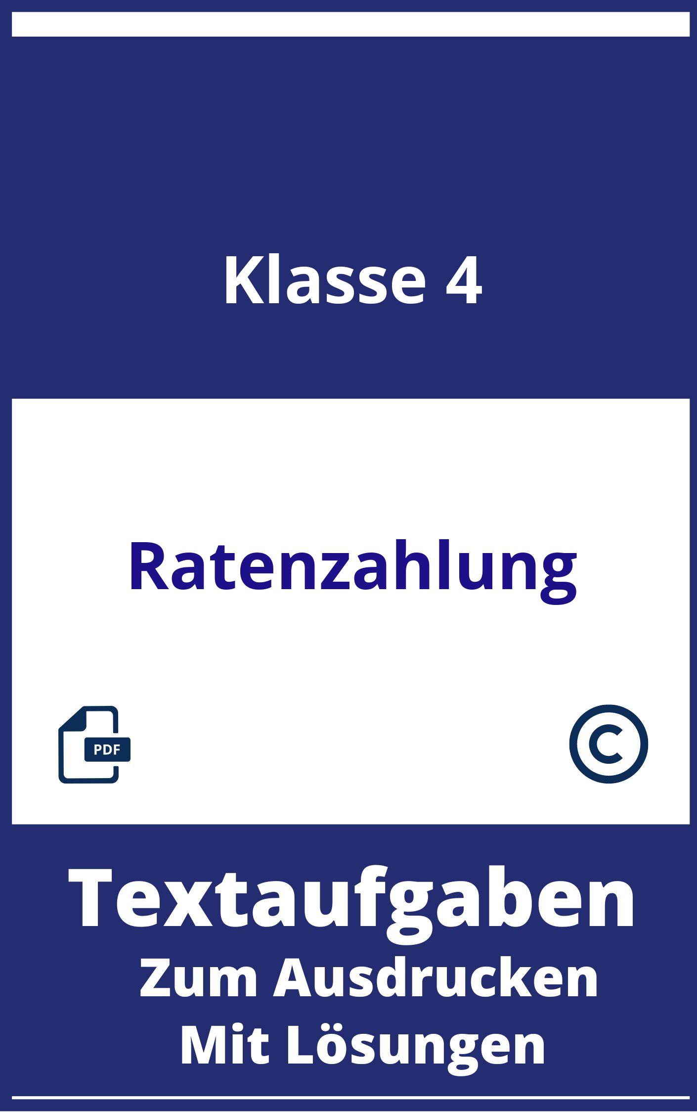 Textaufgaben Ratenzahlung 4. Klasse