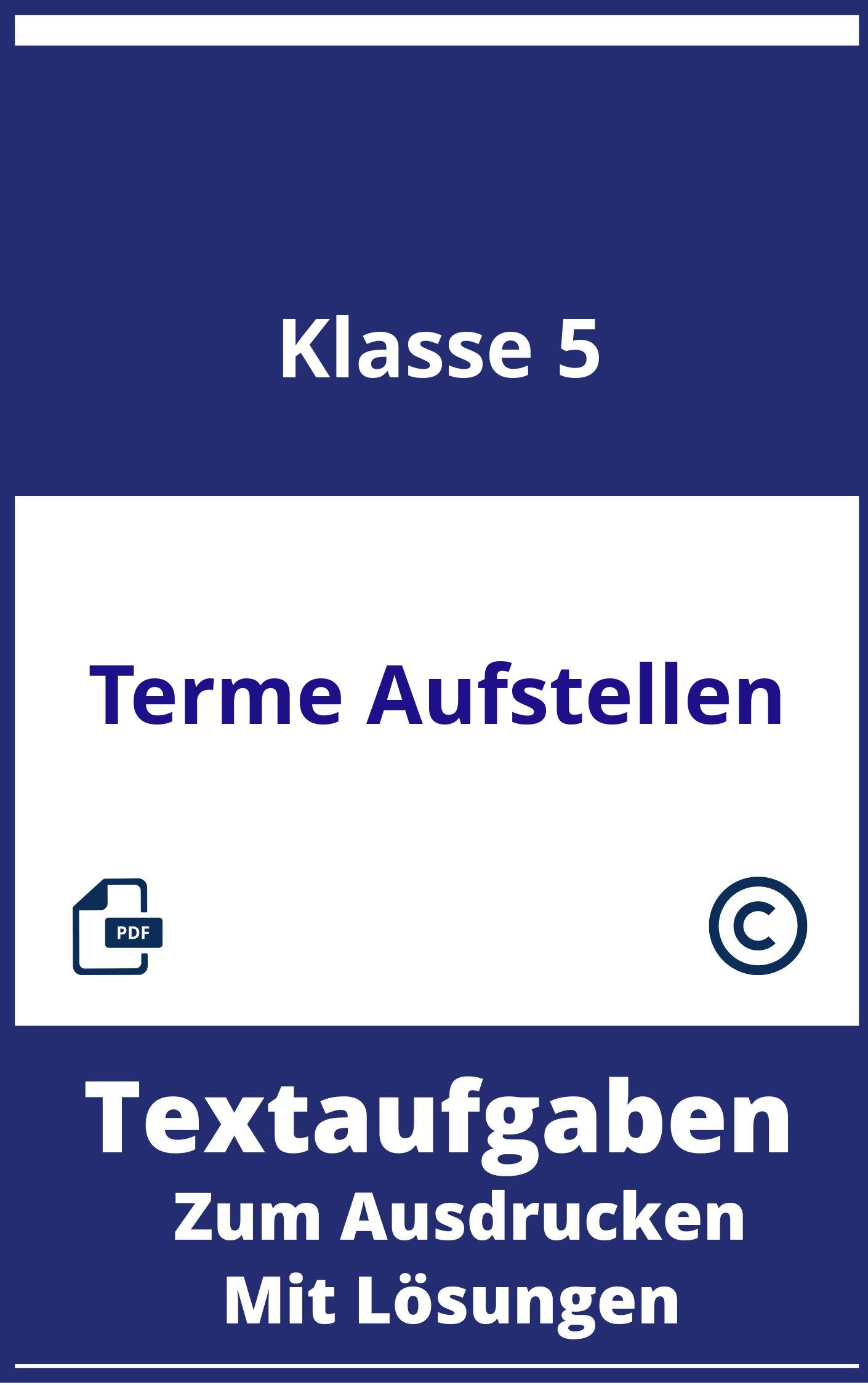 Textaufgaben Terme Aufstellen Klasse 5