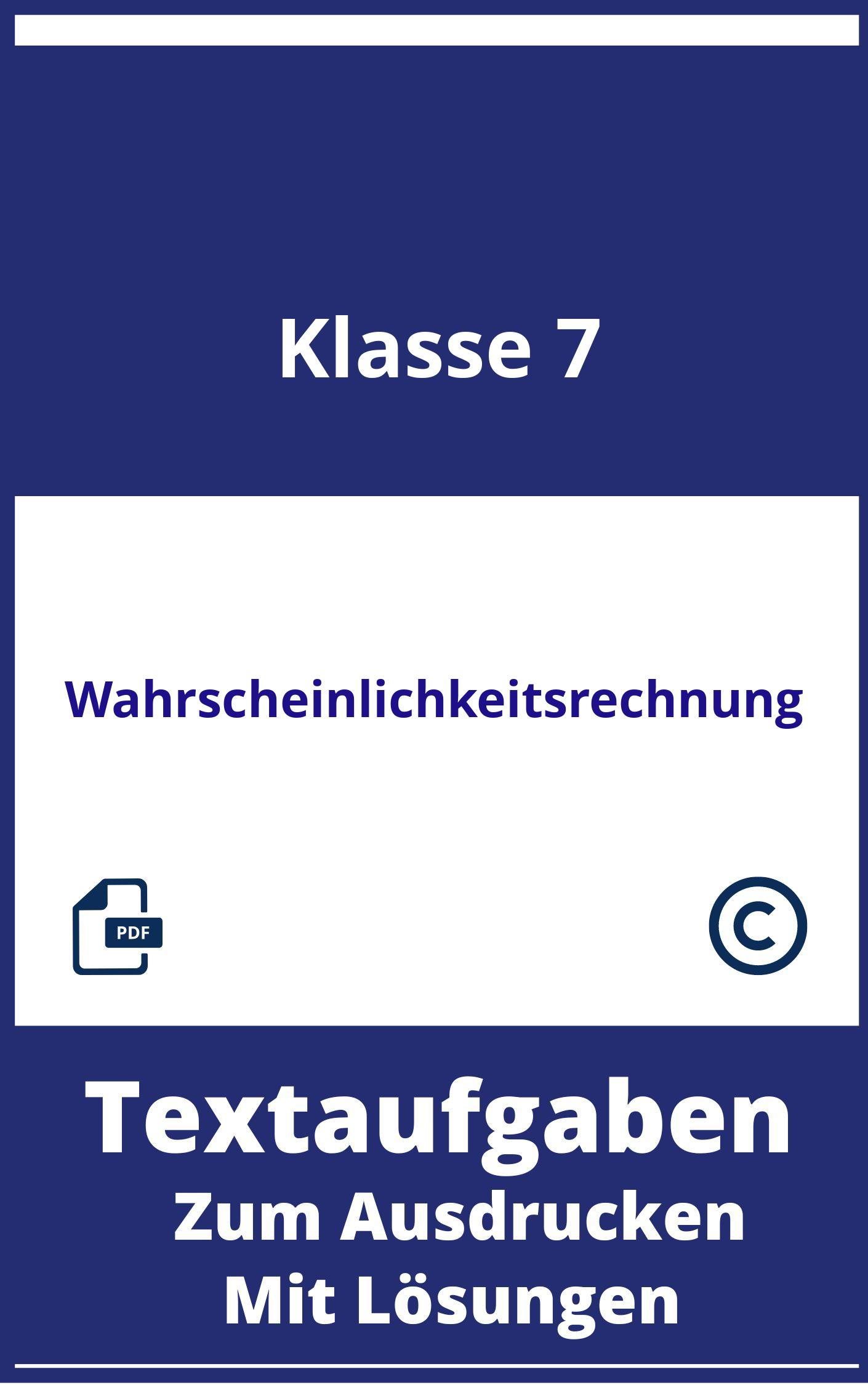 Textaufgaben Wahrscheinlichkeitsrechnung Klasse 7